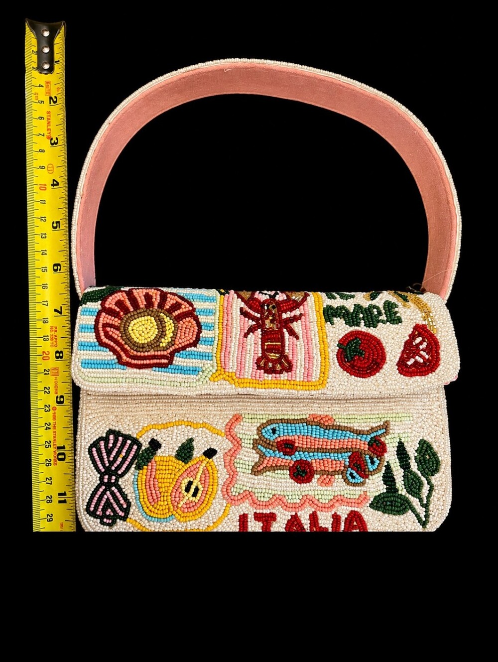 *Viral* America And Beyond :Postcard From Italy" Beaded Shoulder Bag - Picture 6 of 7
